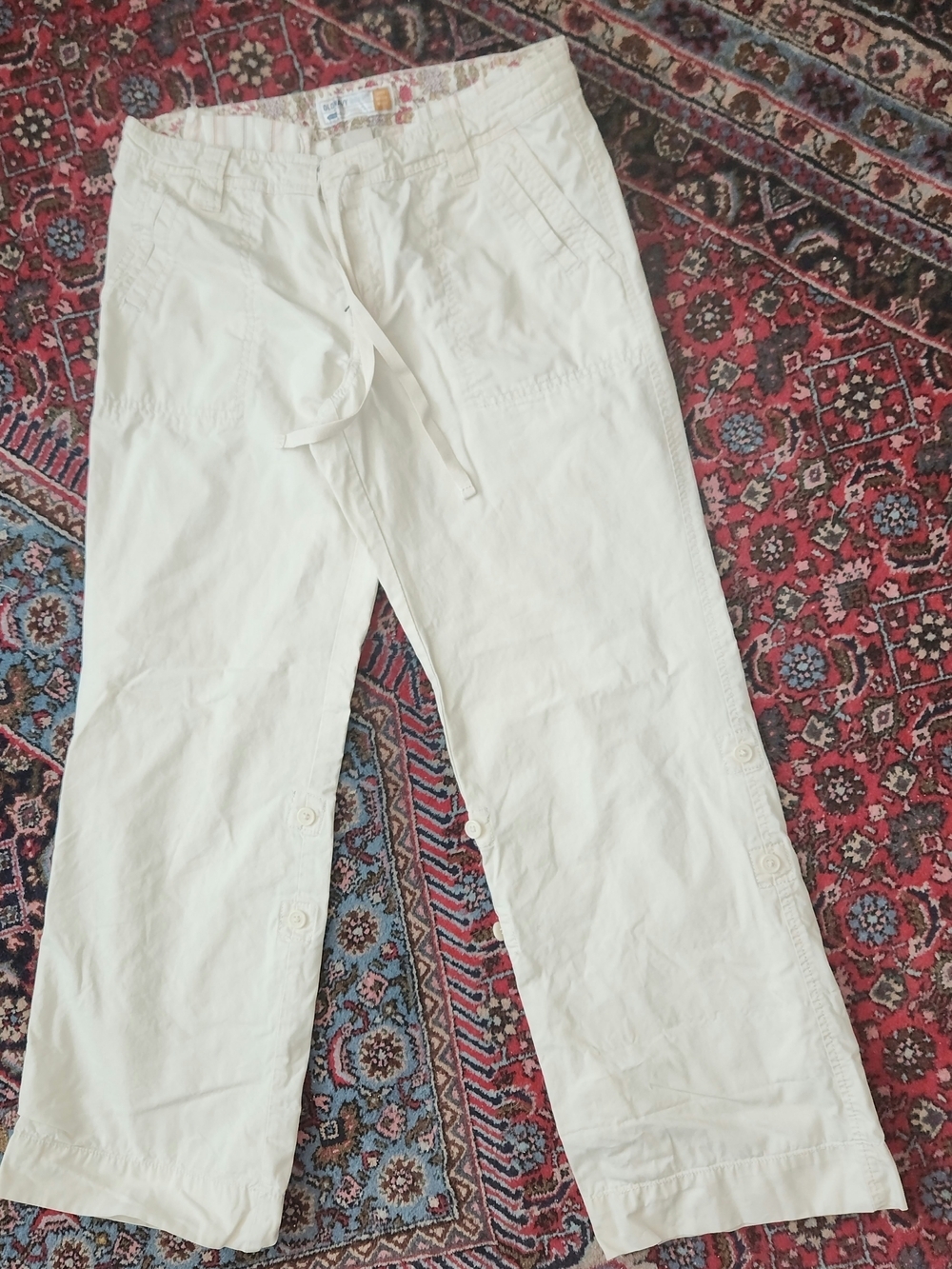 Old Navy White Cotton Women's Pants with Button On Legs So Can Roll Pants Up 8